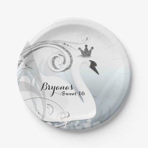 Zwanenprinses Zilver & Wit Elegante Aangepaste Fee Papieren Bordje