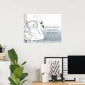Zwanenprinses Zilver & Wit Elegante Aangepaste Fee Poster (Thuiskantoor)