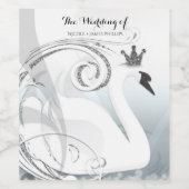 Zwanenprinses Zilver & Wit Elegante Douane Wijn Etiket (Enkel label)