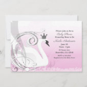 Zwanenprinses Zilver Wit Roze Baby shower Kaart (Voorkant)