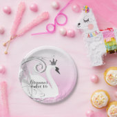 Zwanenprinses Zilver Wit Roze Baby shower Papieren Bordje (Feest)