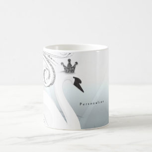 Zwanenprinses Zilver & Wit Swirl Chic Sprookje Koffiemok