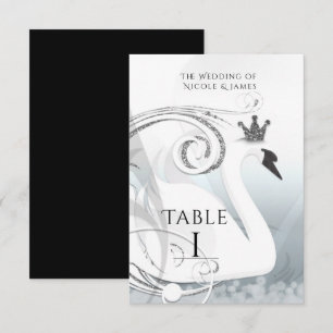 Zwanenprinses Zilver & Witte Elegante Tafel Nummer Kaart