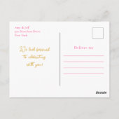 Zwanenroze en gouden Rozen Baby shower Briefkaart (Achterkant)
