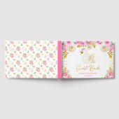 Zwanenroze en gouden Rozen Baby shower Gastenboek (Volledig)