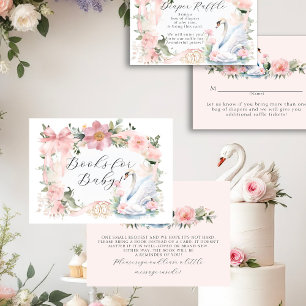 Zwanenroze lint Elegante Bloemenboeken voor Baby Informatiekaartje
