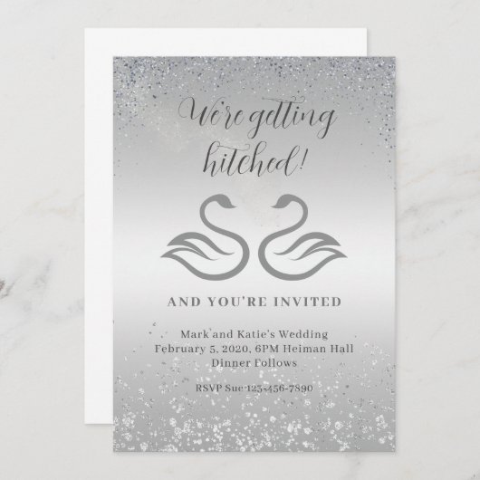 Zwanensilhouettes in het midden en diamantregen in kaart (Voorkant / Achterkant)