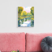 Zwanenvijver Boston Common Massachusetts Aquarel Canvas Afdruk (Insitu (Woonkamer))