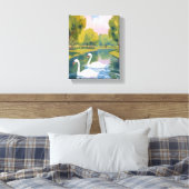 Zwanenvijver Boston Common Massachusetts Aquarel Canvas Afdruk (Insitu (Slaapkamer))