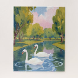 Zwanenvijver Boston Common Massachusetts Aquarel Legpuzzel
