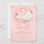 Zwanenvijver Goud Glitter Roze Baby Shower Kaart (Voorkant)