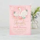 Zwanenvijver Goud Glitter Roze Baby Shower Kaart (Staand voorkant)