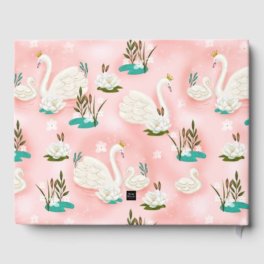 Zwanenvijver Goud Roze Baby shower Baby shower Gastenboek (Achterkant)