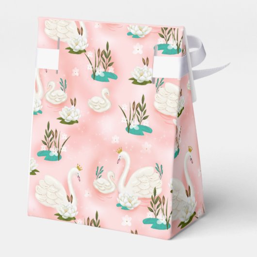 Zwanenvijver Goud Roze Baby shower Bedankdoosjes (Achterkant)