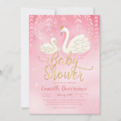 Zwanenvijver Goud Roze Baby shower Kaart (Voorkant)