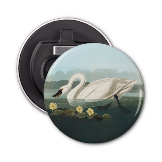 zwanenvogel witwaterzwanen button flesopener (Voorkant)