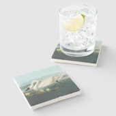 zwanenvogel witwaterzwanen stenen onderzetter (Zijkant)