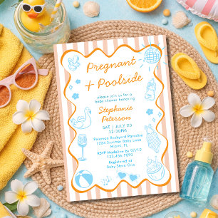 Zwanger & Aan het Zwembad Zwembadfeest Zomer Baby  Kaart