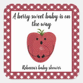 Zwanger aardbeien baby shower vierkante sticker