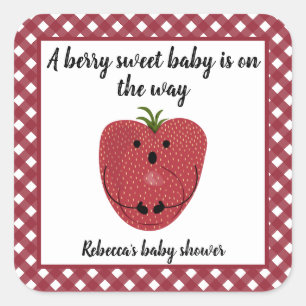 Zwanger aardbeien baby shower vierkante sticker