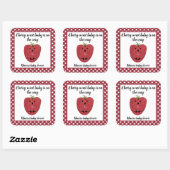 Zwanger aardbeien baby shower vierkante sticker (Vel)