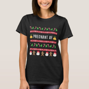Zwanger AF Lelijke Kersttrui Grappige Zwangerschap T-shirt