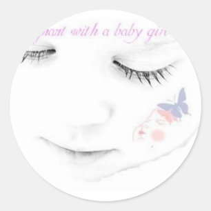 Zwanger baby meisje ronde sticker