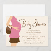 Zwanger buik - Roze | Baby shower uitnodigen Kaart (Voorkant / Achterkant)