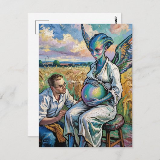 Zwanger buitenaards wezen en een boerenbezoek in t briefkaart (Voorkant / Achterkant)