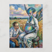 Zwanger buitenaards wezen en een boerenbezoek in t briefkaart (Voorkant)