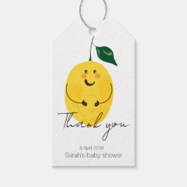 Zwanger citroen Baby shower "Dank u" Cadeaulabel