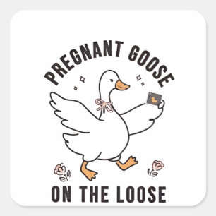 Zwanger gans op de losse zwangerschap ganzenvogel vierkante sticker
