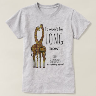 Zwanger Giraffe paar met aanpasbare naam T-shirt