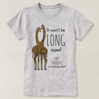 Zwanger Giraffe paar met aanpasbare naam T-shirt