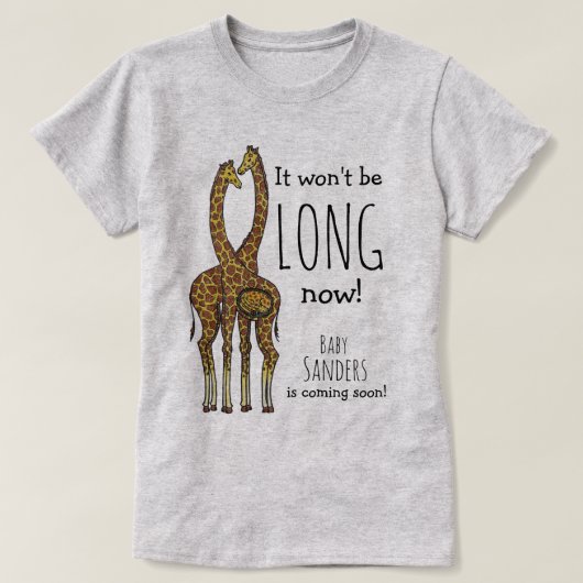 Zwanger Giraffe paar met aanpasbare naam T-shirt (Design voorkant)