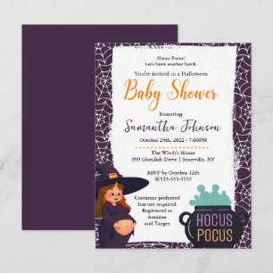 Zwanger Heks Halloween Baby shower Kostuum Party Uitnodiging Briefkaart