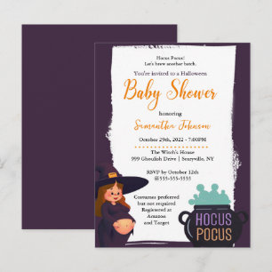 Zwanger Heks Halloween Baby shower Kostuum Party Uitnodiging Briefkaart