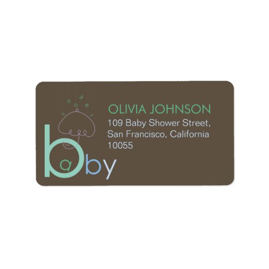 Zwanger met baby blauw typografie douche adres etiket (Voorkant)