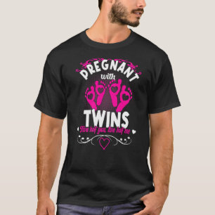 Zwanger met tweeling roze meisje zwangerschap t-shirt