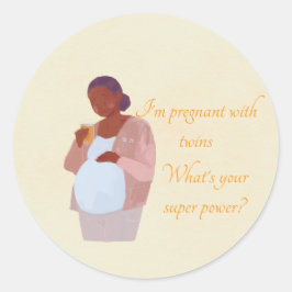 Zwanger met Twin Super Power Ronde Sticker
