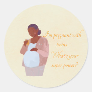 Zwanger met Twin Super Power Ronde Sticker