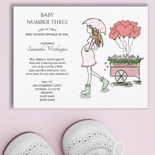 Zwanger Moeder 3e Baby Sprinkle Shower Uitnodiging Briefkaart