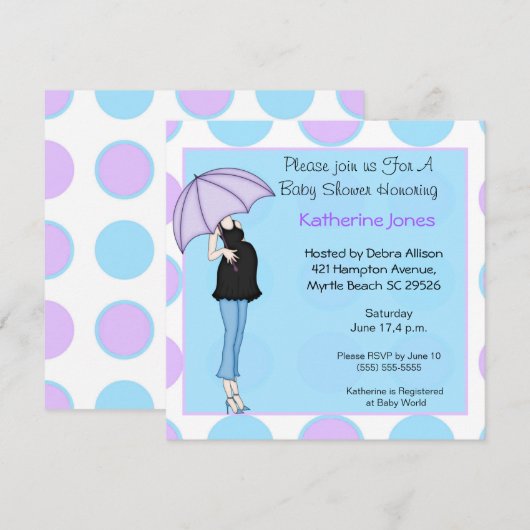 Zwanger Moeder Baby shower Uitnodiging (Voorkant / Achterkant)