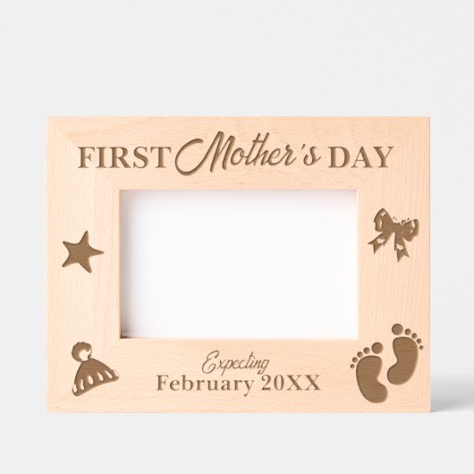 Zwanger moeder eerste Moederdag Gegraveerde Lijstjes (Voorkant)