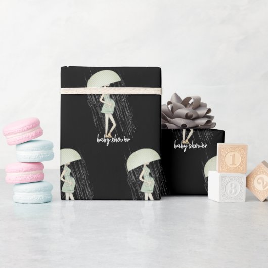 Zwanger Moeder met Paraplu Cadeaupapier (Baby Shower)