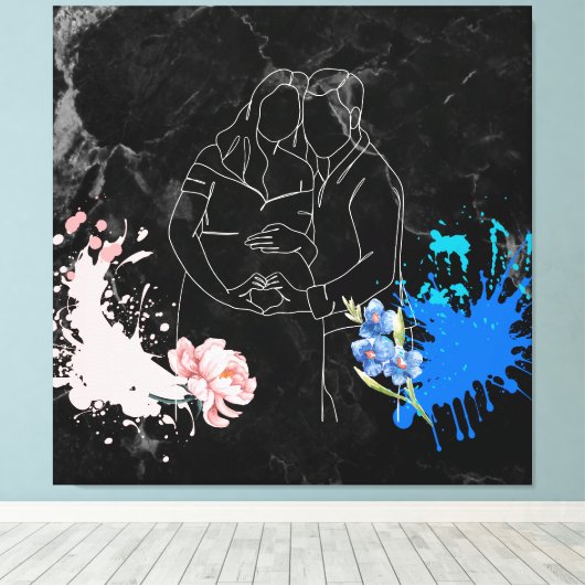 Zwanger paar canvas afdruk (Insitu (Houten vloer))