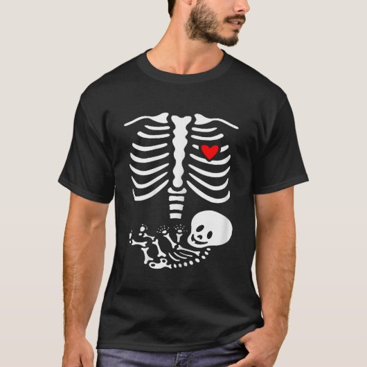 Zwanger skelet kostuum Halloween Shirt (Voorkant)