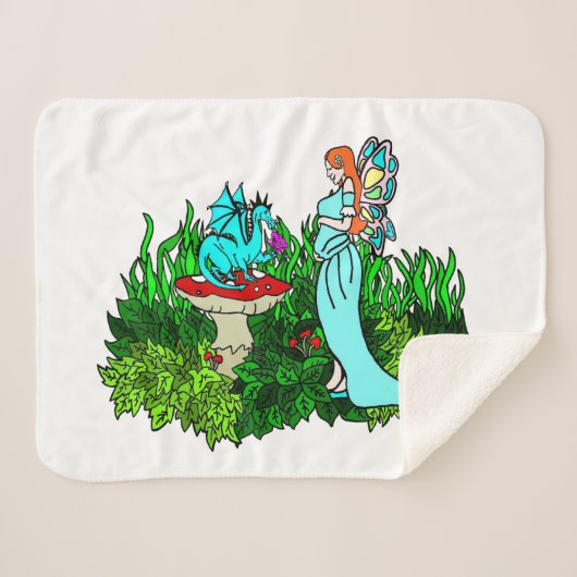 Zwanger sprookje en draak sherpa deken (Voorkant (horizontaal))
