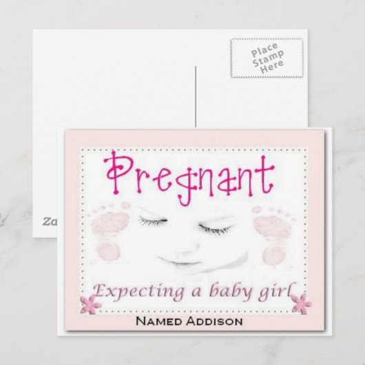 Zwanger van Addison Aankondigingskaart (Voorkant / Achterkant)
