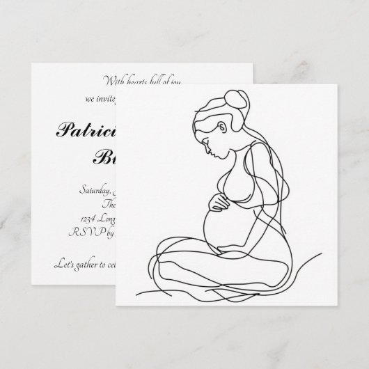 Zwanger vrouw lijn kunst kaart (Voorkant / Achterkant)